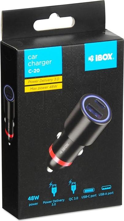 Immagine prodotto iBox ŁADOWARKA SAMOCHODOWA I-BOX C-20 USB C+A 48W