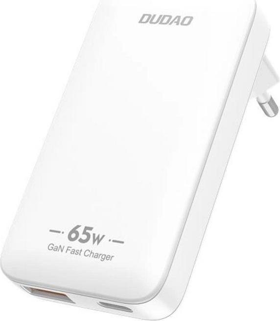 Dudao GaN A65Q 65W USB-A / USB-C PD Ultra-Thin Wall Charger - White (65 W)