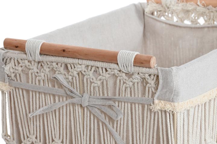 Actual product image Esprit Laundry basket Home White Natural Metal Shabby Chic 42 x 32 x 51 cm 5 Pieces