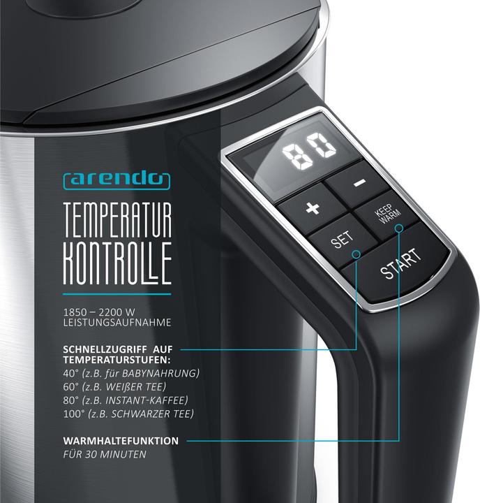 Actual product image Arendo Kettle with temperature setting (1.50 l, EU plug)
