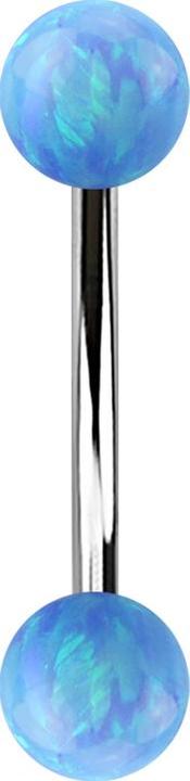 Actual product image Star Piercing Micro banana silver with two balls opal light blue (without brass, Surgical steel 316L)