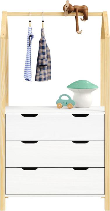 Actual product image IDIMEX Children's room chest of drawers AMIRA with clothes rail - white (83 cm)