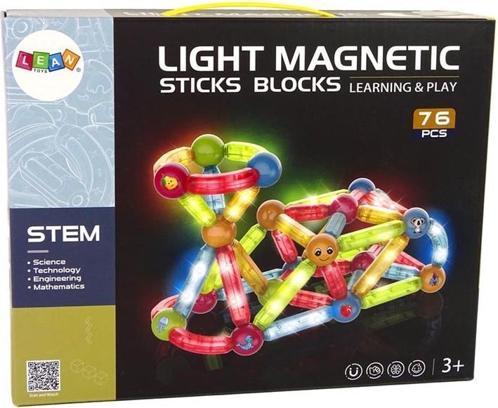 Actual product image Lean Toys Bright educational magnetic building block set with 76 elements