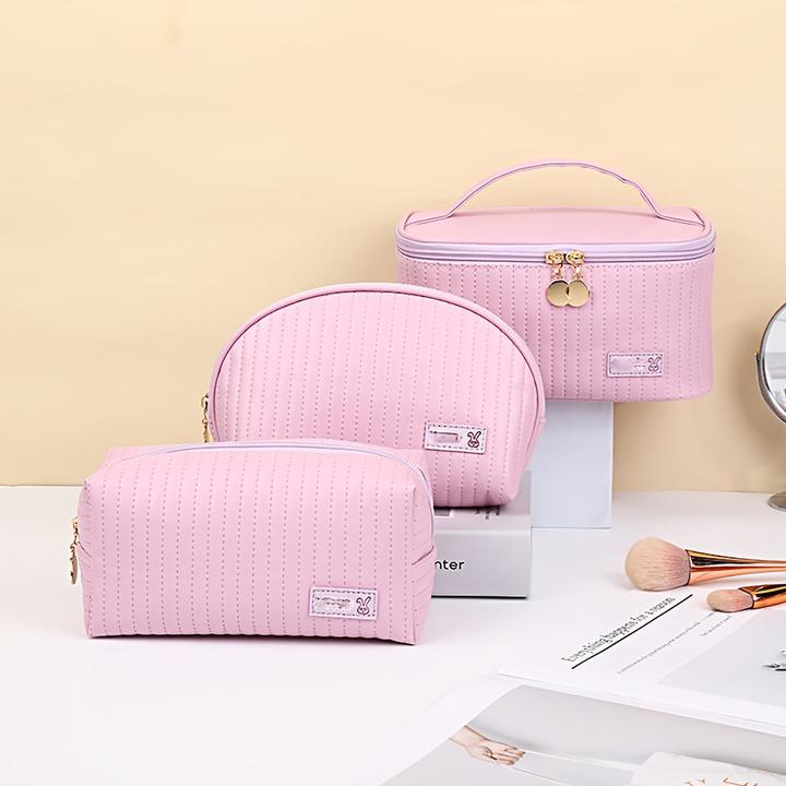 Image du produit Only-Bags.Store 3pcs/set cosmetic bag, portable large opening square cosmetic bag / shell design