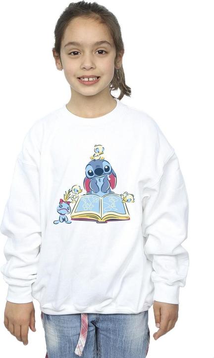 Actual product image Disney Girls Lilo & Stitch Reading A Book Sweatshirt (116)