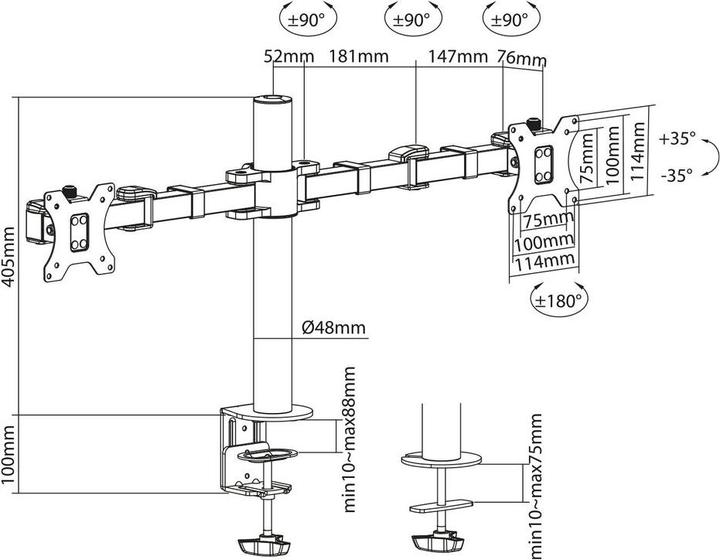 Image du produit Support de bureau pour écran, 2 écrans jusqu'à 32ö et 12 kg (Tables, 32")
