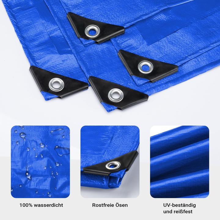 Immagine prodotto Wiltec Telone di copertura resistente alle intemperie blu 7x6m Telone PE con occhielli 240g/m² Telone da (7 x 6 m)