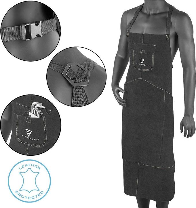 Produktbild Stahlwerk Schweisserschürze Schwarz Aus Hochwertigem Spaltleder (XL)