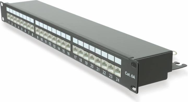 Red4Power Pannello patch CAT.6a, 24 porte, LSA, 19 nero, R4-N119S