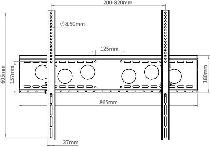 Productafbeelding Hagor WH 85 T-HD kantelbare muurbeugel 81 tot 279cm 55-110 inch VESA max 800x600 max Tragl 125kg -10 b... (Muur, 110", 125 kg)