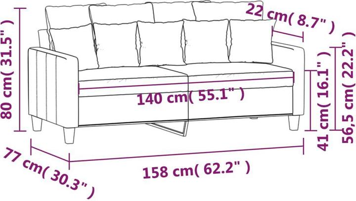 Produktbild VidaXL 2-Sitzer-Sofa Schwarz 140 cm Stoff,Farbe: Schwarz,Material (2-Sitzer)