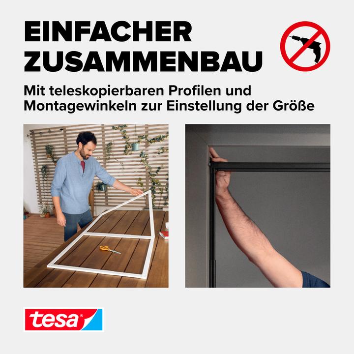 Produktbild tesa FALT Insektenschutz für Türen, grössenverstellbarer Alu-Rahmen, faltbar (220 x 100 cm)
