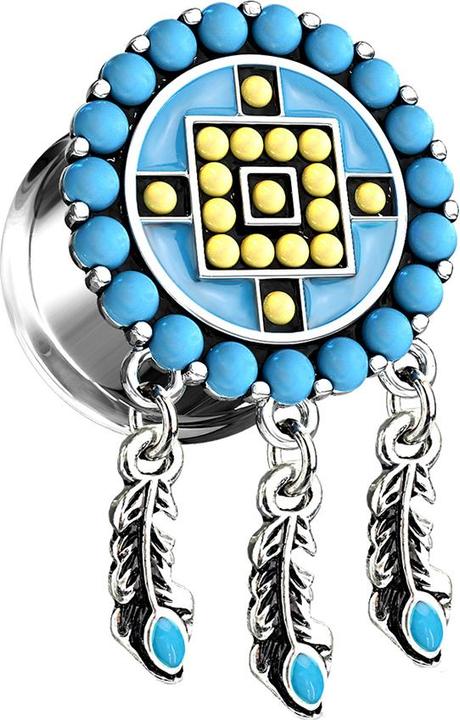 Immagine prodotto Star Piercing Spina svasata Aztec Tribal Pietre turchesi con ciondolo (Acciaio chirurgico 316L, Ottone)