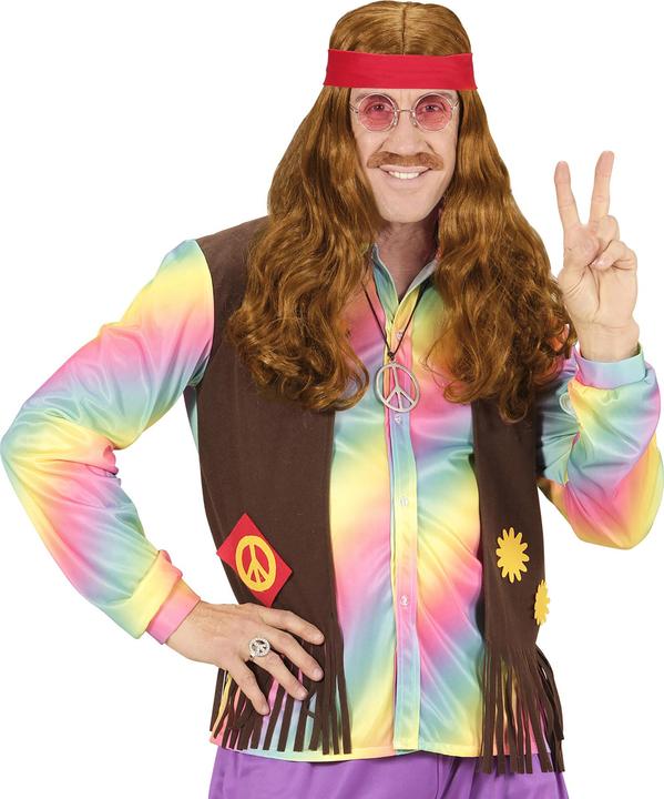 Produktbild Widmann Herren Hippie Perücke mit Stirnband und Schnurrbart