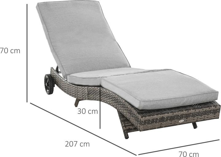 Image du produit Outsunny Chaise longue de jardin avec roulettes (207 cm)