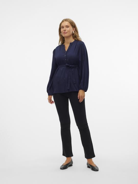 Produktbild Mamalicious Normal geschnitten Mandarin Kragen Ärmelbündchen mit Knopf Ballonärmel Top Bluse (M)