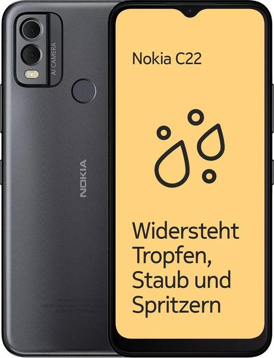 Actual product image Nokia C22 (64 GB, Charcoal, 6.50", Dual SIM, 13 Mpx, 4G)