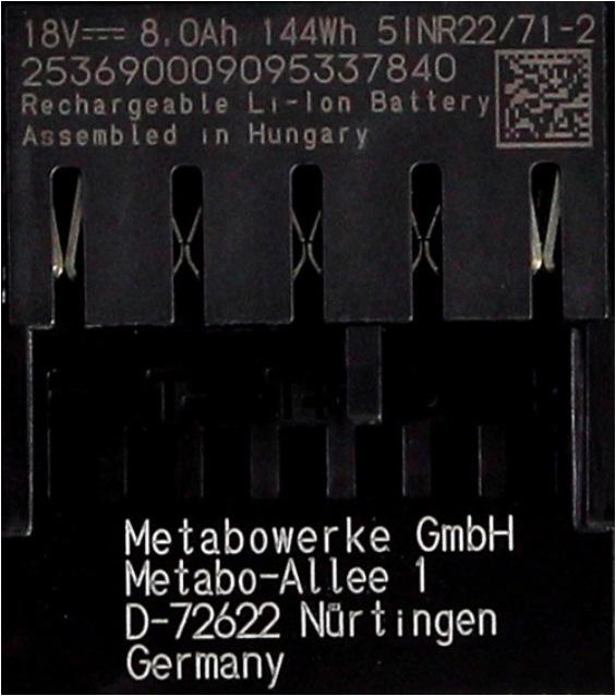 Actual product image Metabo Battery base set 18V with 2x battery LiHD 8,0Ah ( 625369000 ) + charger ASC 145 ( 627378000 ) (18 V)