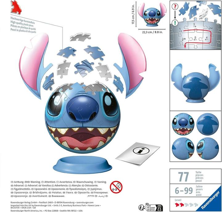 Produktbild Ravensburger Disney Stitch Puzzle-Ball mit Ohren (72 Teile)