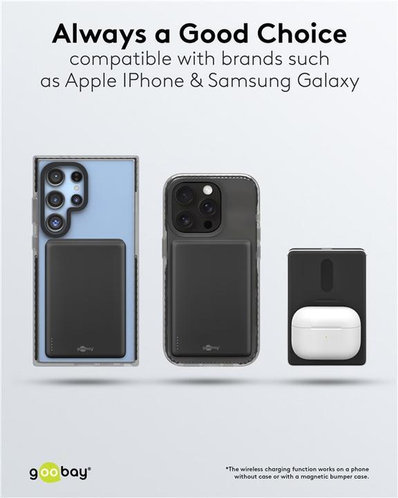 Actual product image Goobay Magnetic wireless powerbank 5,000 mAh (5000 mAh, 15 W)