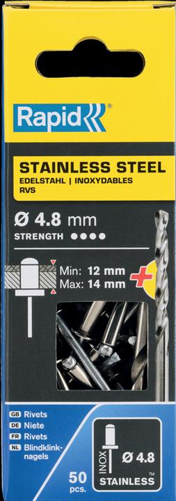 Produktbild Rapid Edelstahl Blindniete Ø 4,8 x 18 mm