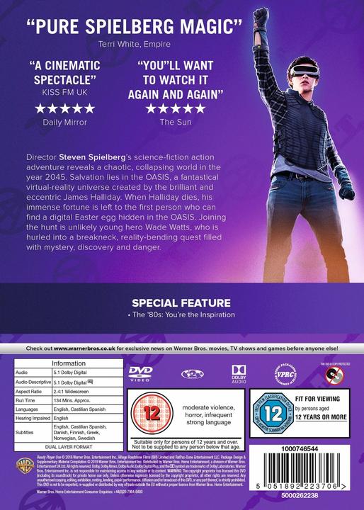 Immagine prodotto Warner Bros Ready Player One (Edizione: Re (DVD, Inglese)