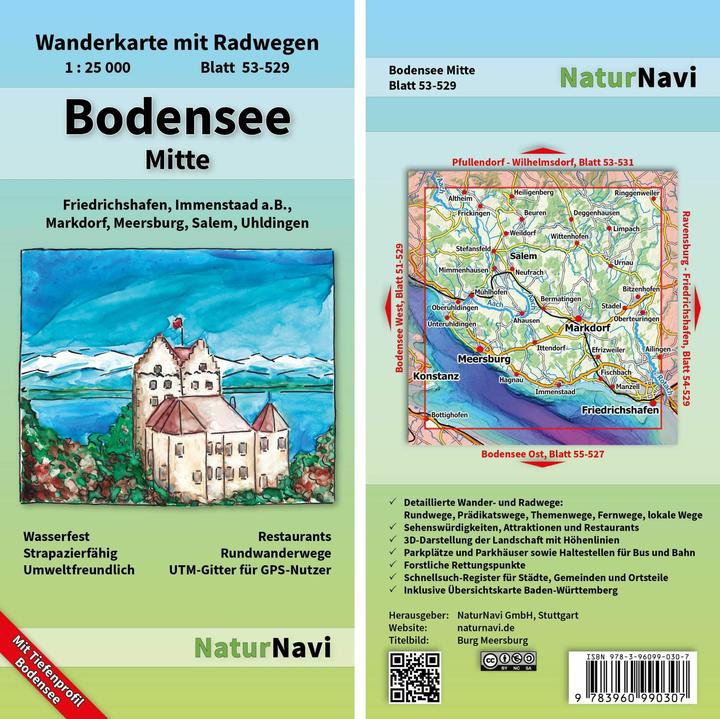 Produktbild NaturNavi Wanderkarte Bodensee Mitte