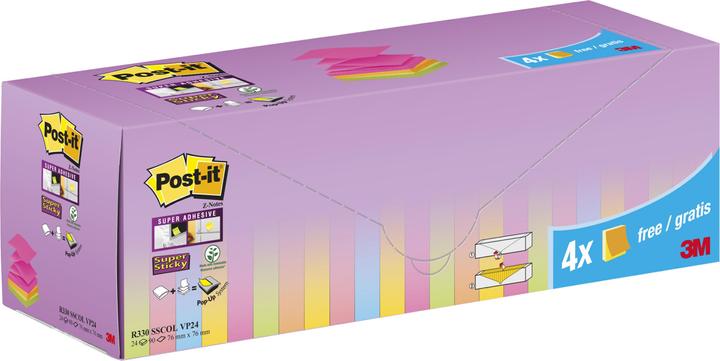 Produktbild Post-it Super Sticky Z-Notes 20 + 4 (8 x 8 x 25 cm)