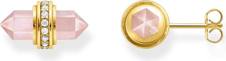 Thomas Sabo Ohrstecker mit rosa Onyx Kristall vergoldet (925er Silber, 750 Gelbgold Vergoldung)