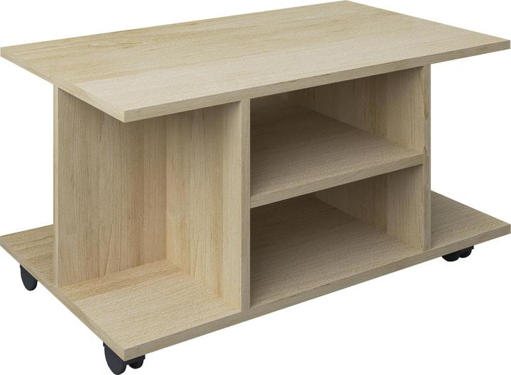 Actual product image VCM Wooden Side Table Coffee Table Sofa Table Living Room Table Castors Rollable Findula (80 x 40 x 40 cm)