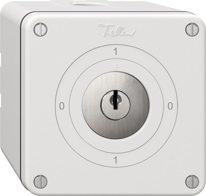Actual product image Feller Rotary switch NEVO AP with safety lock, white