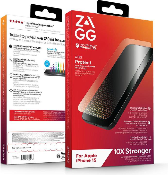 Produktbild Zagg Invisibleshield Glass Xtr3 Am (1 Stück, Apple iPhone 15)