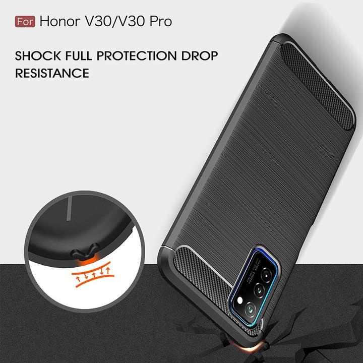 Produktbild König Design Hülle Handy Schutz für Huawei Honor V30 Case Cover Bumper Carbon Optik TPU Blau (Honor V30)