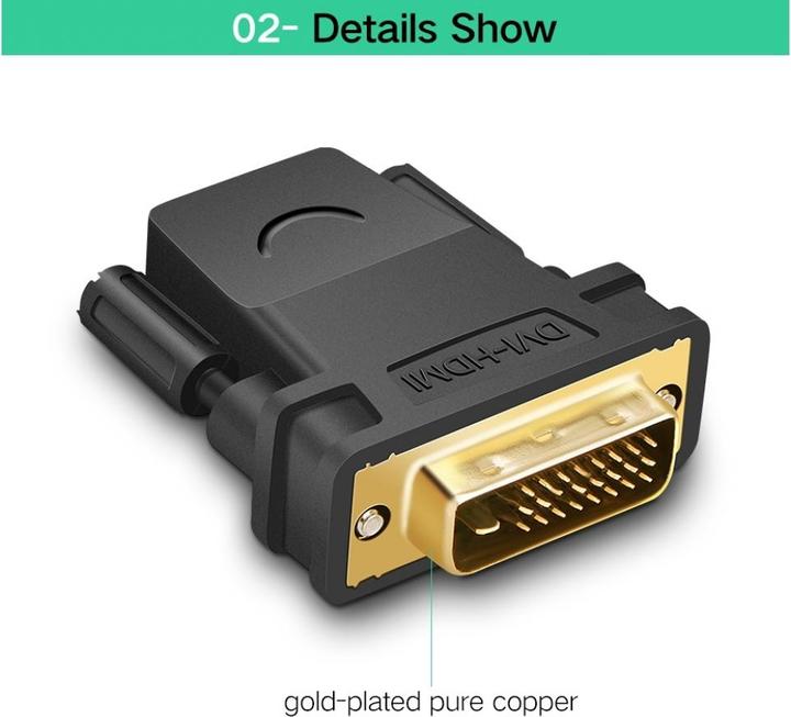 Actual product image Ugreen HDMI / DVI Adapter HDMI female DVI male 24+1 pin (HDMI, 1.60 cm)