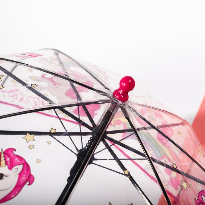 Produktbild Alopini Bunte Prinzessin Regenschirm mit Tasche Rand niedlichen transparenten Kunststoff gedruckt Einhorn