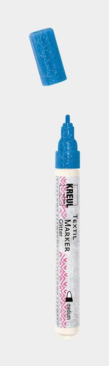 Image du produit Kreul Crayon de peinture pour tissu, marqueur textile Javana texi mäx Glitter pour tissus clairs et foncés (Bleu, 4 mm)