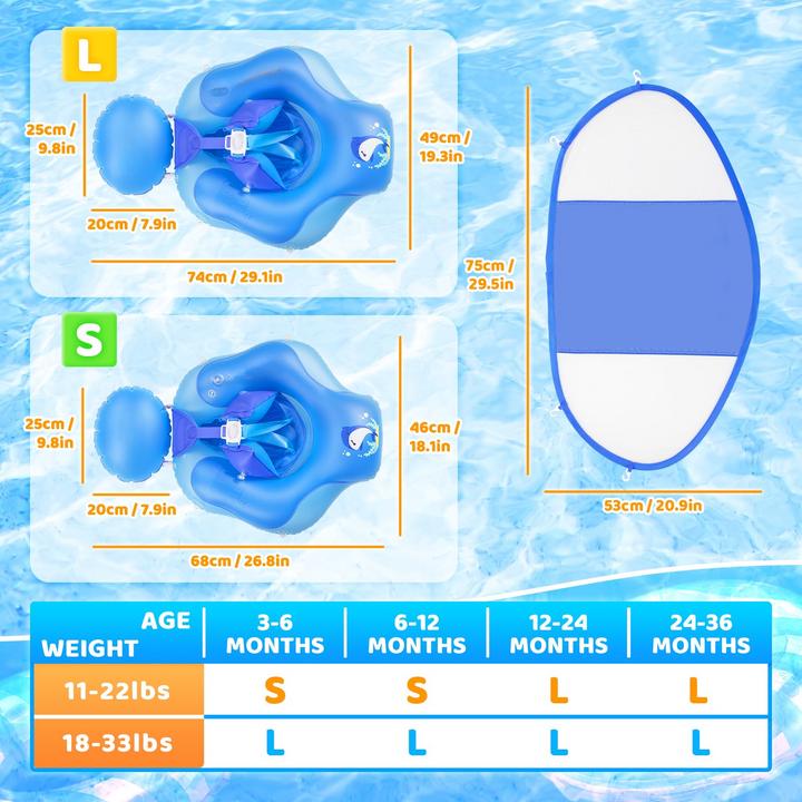 Produktbild Activity Board Schwimmring Baby mit UPF50+ Sonnendach, Schwimmhilfe Baby für den Pool, verstellbarer
