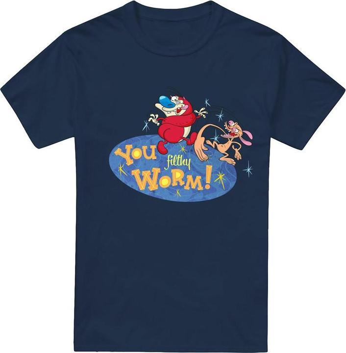 Actual product image Ren & Stimpy Mens You Filthy Worm! T-Shirt (3XL)