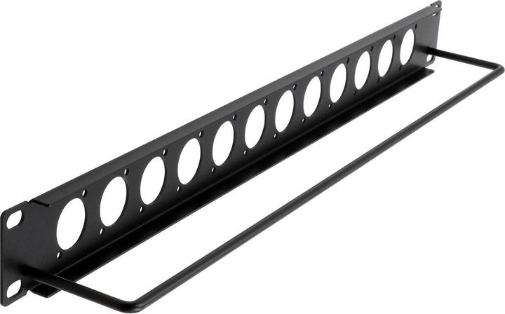 Actual product image Exsys 19" Rack panel, 1U, 12x D-type (XLR), with lacing bar (Accessories)