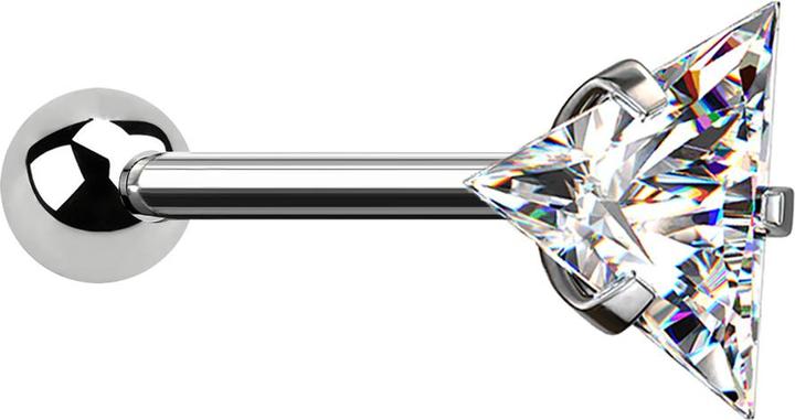 Produktbild Star Piercing Micro Barbell silber mit Kugel und Dreieckkristall (ohne Messing, Chirurgenstahl 316L)