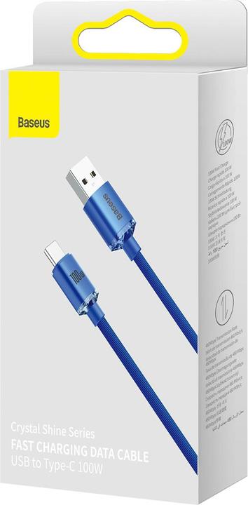 Produktbild Baseus Crystal Shine Series Fast Charging Data Cable USB to Type-C 100W 2m Blue (2 m, USB 2.0)