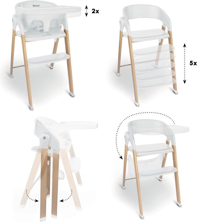 Actual product image BabyGo High chair Levels white wood optic (Highchair)