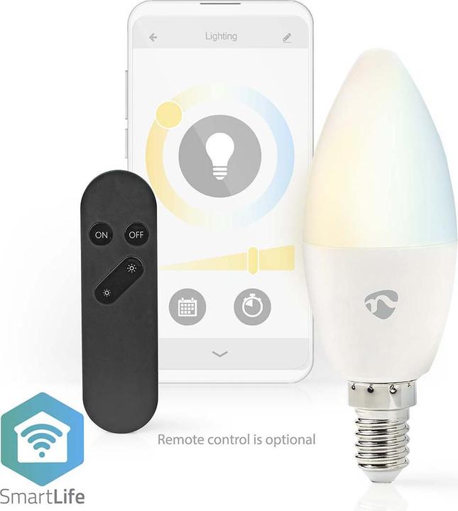 Immagine prodotto Nedis WIFILRW10E14 SmartLife Lampadina LED WLAN E14 470 lm 4,9 W Bianco caldo o freddo 2700 - 6500 K (E14, 4.90 W, 470 lm, 1 x, F)