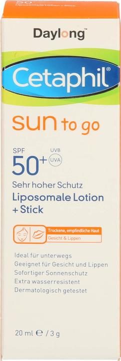 Immagine prodotto Daylong Cetaphil Sun to go lozione liposomiale + stick SPF 50+, soluzione da 20 ml (Crema solare, SPF 50+, 20 ml)