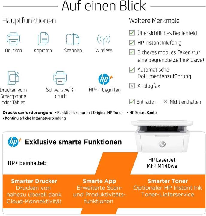 Image du produit HP LaserJet M140we (Laser, Noir et blanc)