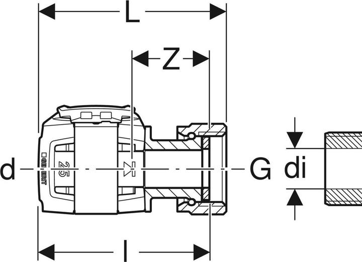 Productafbeelding Geberit FlowFit aansluiting 16 mm x 1/2" met wartelmoer 620630001
