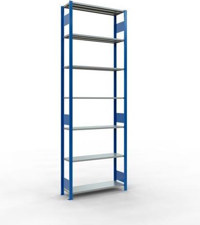 Sistema di scaffalature di base senza viti MULTIplus150 con ripiani di lunghezza