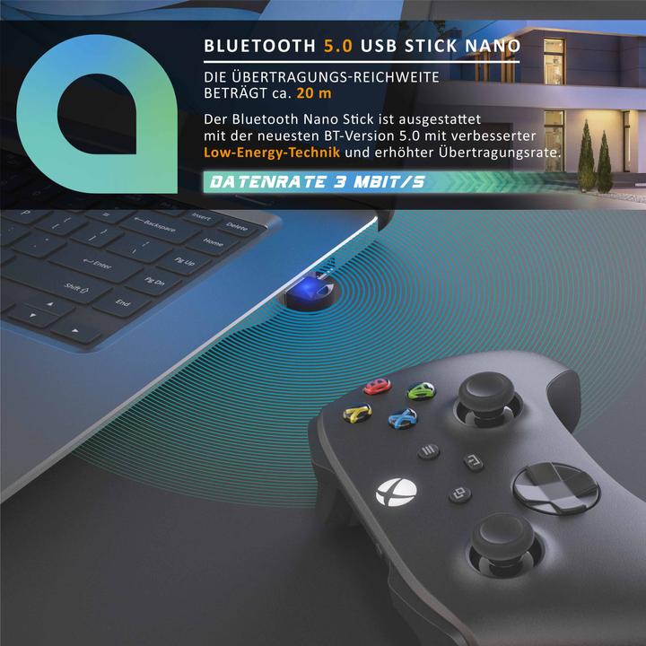 Produktbild Aplic Bluetooth 5.0 USB Adapter für PC/Laptop, Empfänger/Sender, Dongle kompatibel mit Windows 8.1/10/11 (Sender & Empfänger)