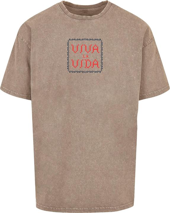 Produktbild Merchcode Frida Kahlo - Pixels viva la vida Acid Washed Heavy Oversize Tee - 118139 (XS)
