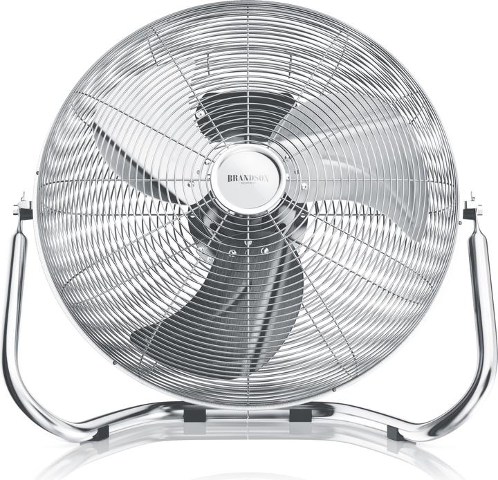 Actual product image Brandson Wind machine 53.5 cm Ø, retro floor fan 200W tiltable, carrying handle, high air flow, silver (67 dB)